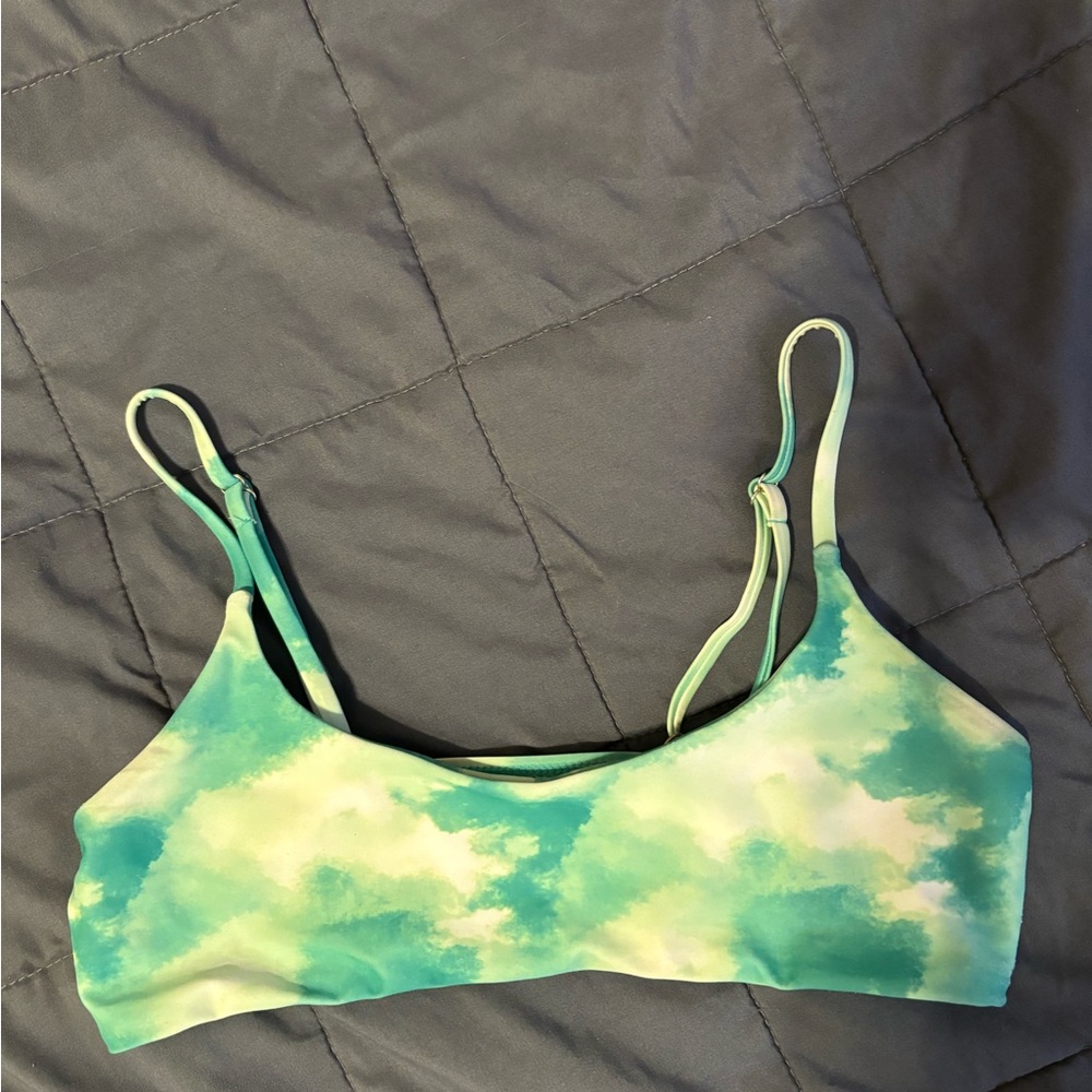 shein teal tie dye bikini top